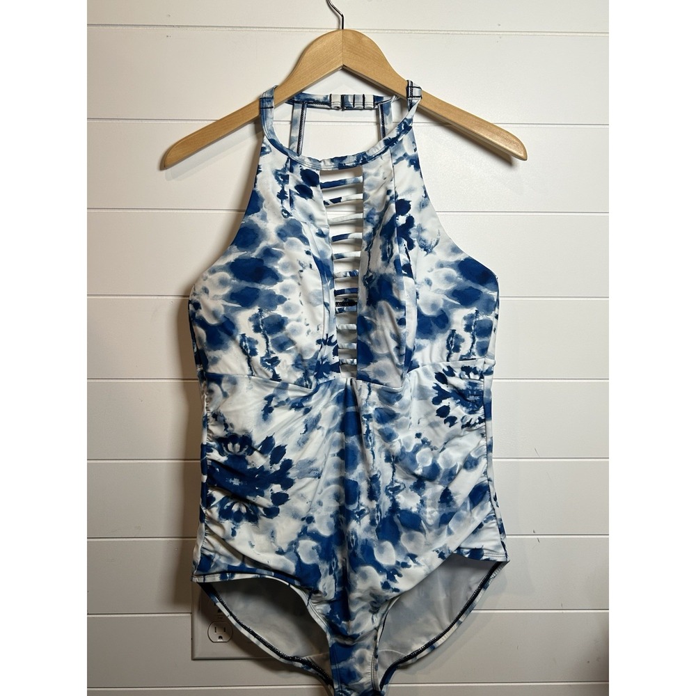 Swim By Cacique‎ One Piece Swimsuit Women's 18 Tie Dye High Neck No Wire